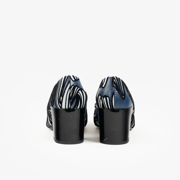 Pierre Hardy Leather Velvet Striped Heels - Picture 3 of 10